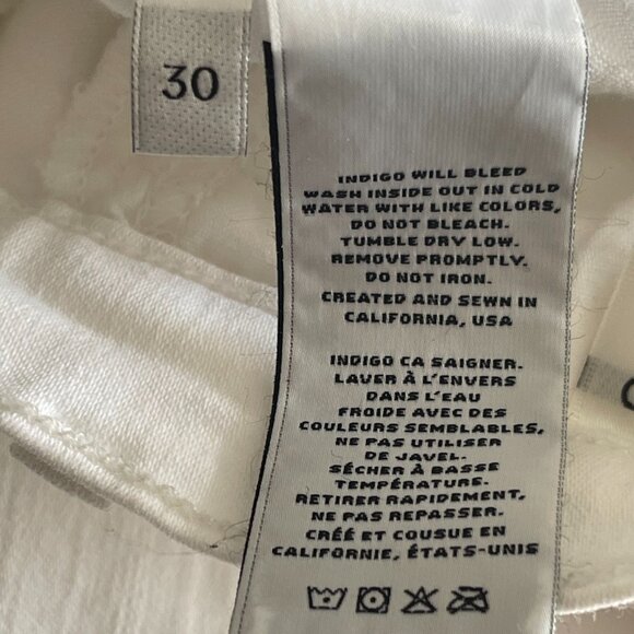 J BRAND Cropped Rail Stretch Jeans White Sz-30 - Picture 7 of 7